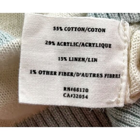 Anthropologie Sparrow Oversized Striped Sweater Cotton Linen Blend Cream Blue L - Picture 4 of 5